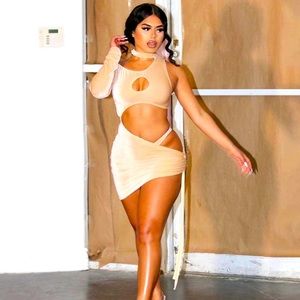 Sexy nude mini dress